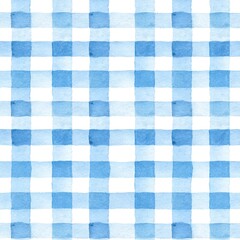 Watercolor blue and white grid pattern, checkered design