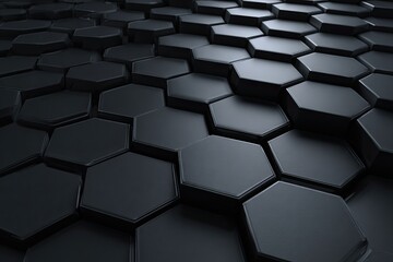 3D dark hexagonal pattern, geometric design, abstract modern surface