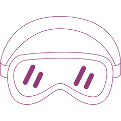 Ski Goggles With Purple Outline and Strap On Transparent Background Sports Equipment