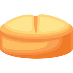 Single light yellow orange round pill with a visible score line in the center on a transparent background representing medication or supplement