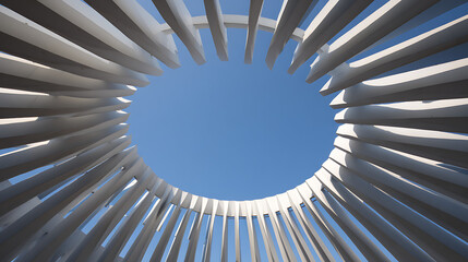 White Curved Pergola Structure Against Blue Sky architecture