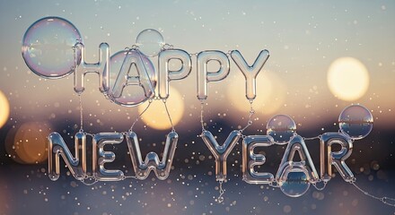 Happy New Year celebration sparkling balloons festive greeting