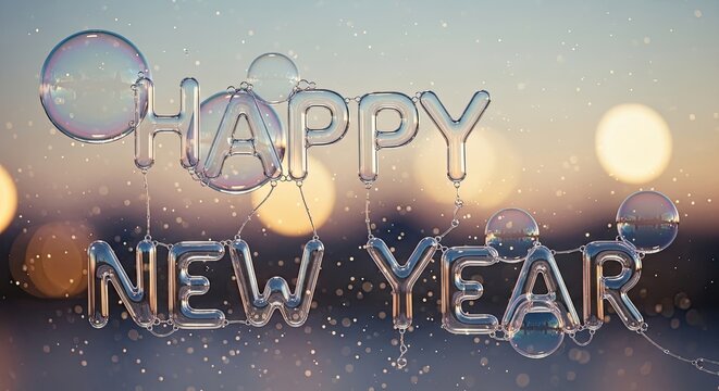 Happy New Year celebration sparkling balloons festive greeting