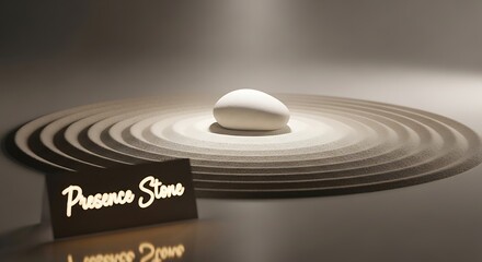 Find your inner peace with a soothing zen garden featuring a smooth white stone and concentric sand ripples, perfect for meditation spaces and mindful living promotions