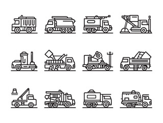 Road Maintenance Truck Line Art Concept