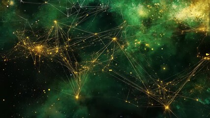 Network of connections symbolizes interplay over interference amid a cosmic backdrop, network of connections over interference - Powered by Adobe