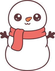 Cute Snowman Chibi Illustration Vector