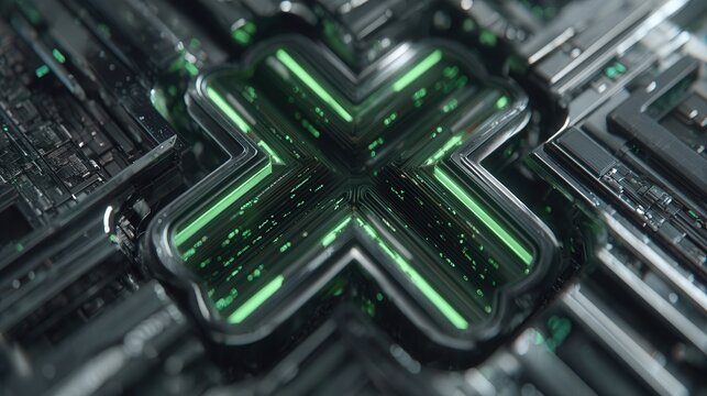 future  saint patrick's day Abstract green digital circuit design with a central motif.