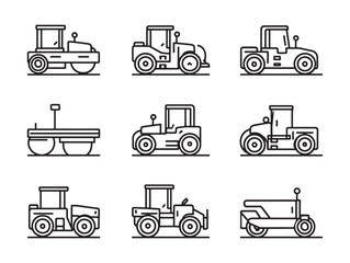 Road Roller Line Art Earth Moving Vehicle