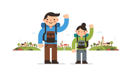 Joyful Backpackers on Adventure: Embracing Journeys, Discovering New Horizons Together