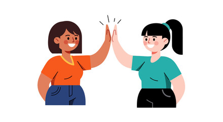 Fototapeta premium Joyful Companions Celebrating Friendship and Teamwork with High-Fives to Demonstrate Success