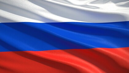 Fototapeta premium Close up of the Russian flag waving majestically in the wind showcasing its iconic white blue and red horizontal stripes with detailed fabric texture and flowing motion
