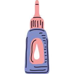Small Bottle of Pink and Purple Liquid Adhesive with Transparent Background Detailed Drawing