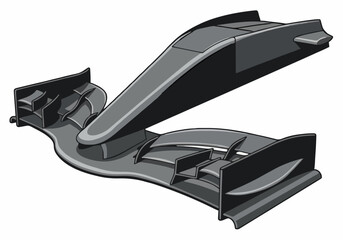 Vector illustration aerodynamic component race car front wing element isolated white background graphic resource design engineering concept