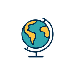 Globe on Stand – Line Icon
A minimal line-style globe icon showing Africa and South America, ideal for educational, travel, or international-themed designs.