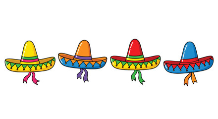 Festive Cinco de Mayo celebration with colorful sombreros perfect for invitations and cheerful themed backgrounds, adding a vibrant touch