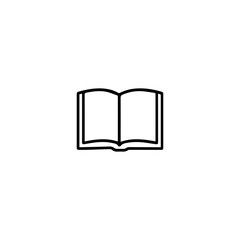 Open Book &ndash; Line Icon
 A minimal line-style icon of an open book with visible pages and spine, ideal for reading apps, educational platforms, and literature-themed designs.