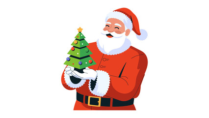 Santa's Festive Cheer: A jolly figure in a red suit holds a miniature Christmas tree, exuding the joy and warmth of the holiday season.