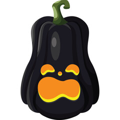 Pixelated Black Pumpkin With Spooky Orange Face On Transparent Background For Halloween Decorations