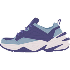 Pixelated Athletic Sneaker With Purple Blue And White Accents On A Transparent Background