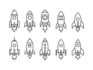Rocket Booster Line Art Soars Into Space