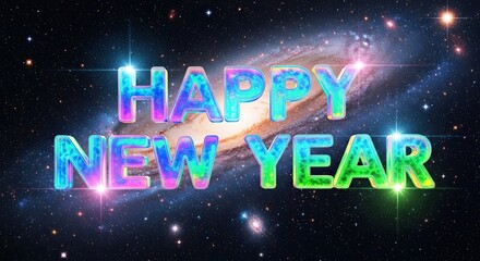 Happy New Year Festive Galaxy Celebration