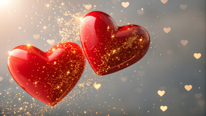 Romantic red hearts sparkle love celebration