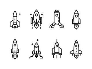 Rocket Launch line art minimalist design