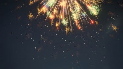 Colorful Fireworks Exploding in a Dark Night Sky explosion