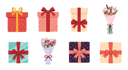 Celebrate special moments with these beautifully wrapped gifts and elegant floral bouquets.