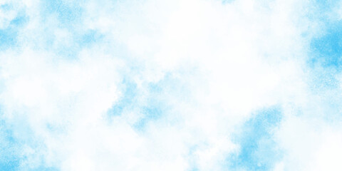 Refreshing sky blue watercolor texture with smooth  clouds or fog,  dreamy blue sky with watercolor white stains patterns for artistic design projects.
