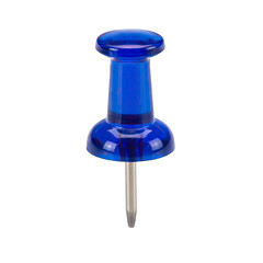 Transparent Blue Thumbtack Pin On A Clean Black Background With Subtle Reflection Photography Studio Shot