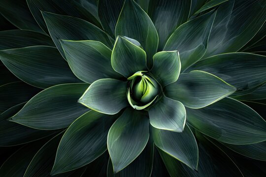 Lush green succulent, centered close-up, dark background. Detailed leaves, natural texture