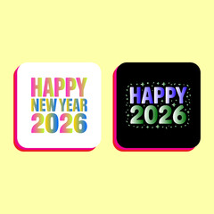 Greeting card celebrating the happy New Year 2026 festive design concept