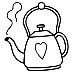 Cute heart kettle with steam