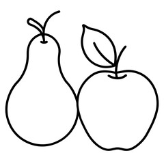 Simple line art of an apple and a pear
