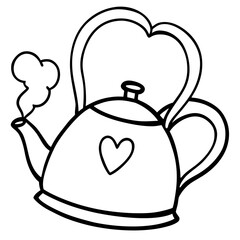 Whimsical heart shaped handle teapot with steam