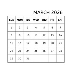 Calendar 2026 for planning and business.