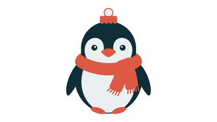 Festive Penguin Ornament: A charming penguin, adorned with a vibrant scarf and festive ornament, evokes the spirit of the holiday season, embodying warmth and cheer