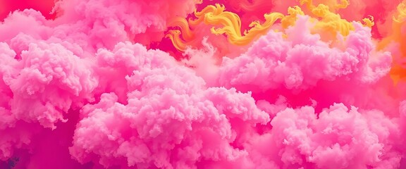 Fototapeta premium Swirling vibrant hues of pink, orange, and purple in a dense, textured cloud formation, vibrant, awe-inspiring