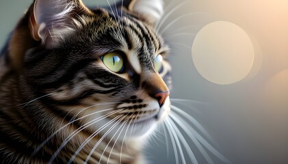 Tabby Cat Face with Brown and Black Stripes, UHD