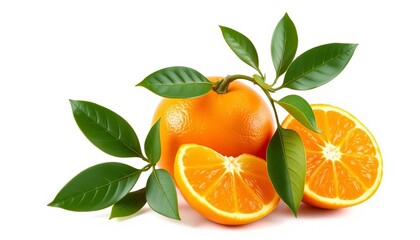 Vibrant, juicy orange citrus fruit isolated on white background,  oranges,   organic