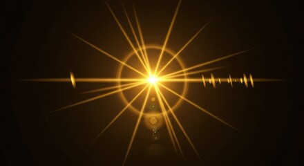 Golden Starburst Light Effect with Lens Flare and Bokeh