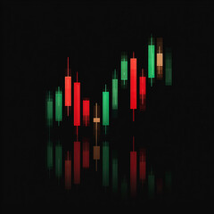 Stock Market Candlestick Chart Showing Market Progress and Loss on Black Background made with generative AI