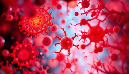 Microscopic view of vibrant cells and abstract medical structures, pharmaceutical, discovery