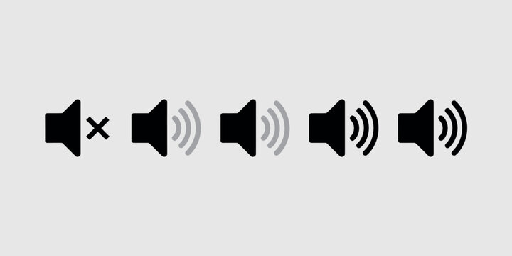 Sound volume control icons showing mute and increasing volume levels