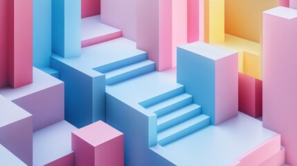 Fototapeta premium Abstract geometric stairs in pastel colors