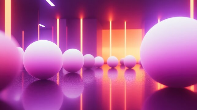 Abstract Neon Balls Room Interior Design