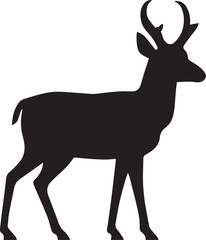 Obraz premium Pronghorn Silhouette Icon in Minimal Black Vector Style