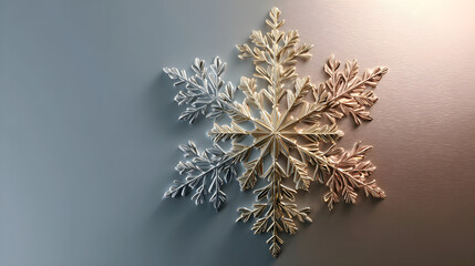 Metallic snowflake embossed against gradient, elegant luxury minimal design
